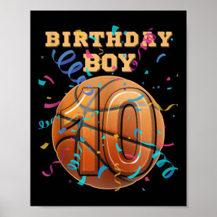10. Geburtstag Junge zehn 10 Jahre alter Basketbal Poster