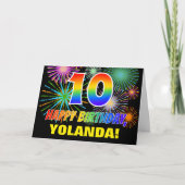 10. Geburtstag: Kühl, Spaß, Feuerwerke, Regenbogen Karte (Vorderseite)