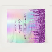 10. Geburtstag lila rosa Glitzer holografisch Wandteppich (Vorderseite (Horizontal))