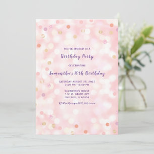10. Geburtstag Lila Rosa Gold Einladung
