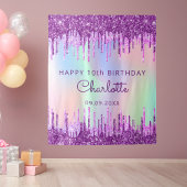 10. Geburtstag lila rosa holografisch Wandteppich