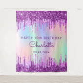 10. Geburtstag lila rosa holografisch Wandteppich (Vorderseite)