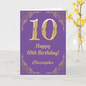 10. Geburtstag Lila und Gold Glitzer Frame Karte (Gelbe Blume)