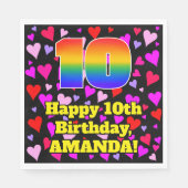 10. Geburtstag: Loving Hearts Pattern, Regenbogen  Serviette (Vorderseite)