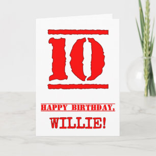 10. Geburtstag: Lustiges, rotes Gummistempel-inspi Karte