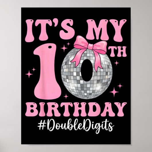 10. Geburtstag Mädchen doppelte Ziffern Bogen Disc Poster (Vorne)