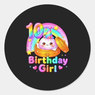 10. Geburtstag Mädchen Dumpling Kawaii Pastell Ani Runder Aufkleber