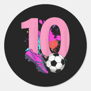 10. Geburtstag Mädchen Fußballspielerin Fussball 1 Runder Aufkleber