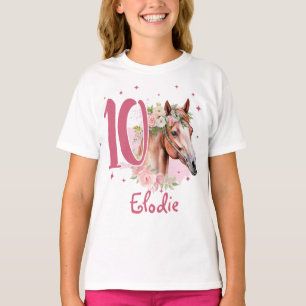 10. Geburtstag Mädchen Pferd Pastell Rosa Zehn Jah T-Shirt