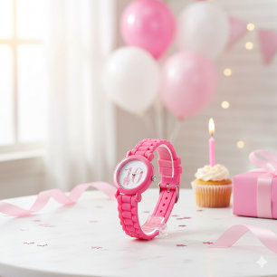 10. Geburtstag Mädchen Pink Bow Watch Armbanduhr