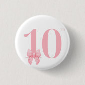 10. Geburtstag Mädchen Rosa Schleife Knopf Button (Vorderseite)