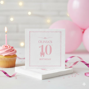 10. Geburtstag Mädchen Rosa Schleife Party Serviet Serviette