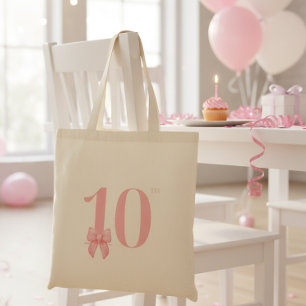 10. Geburtstag Mädchen Rosa Schleife Tragetasche