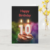 10. Geburtstag mit Kuchen und Kerzen Karte (Gelbe Blume)