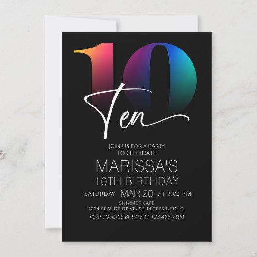 10. Geburtstag Moderne Einladung (Vorderseite)