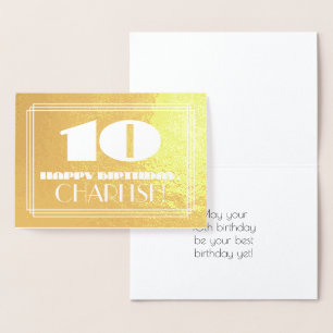 10. Geburtstag: Name + Art Deco inspiriertes Ausse Folienkarte