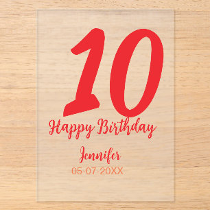 10. Geburtstag Name Datum Jahr rote Vorlage