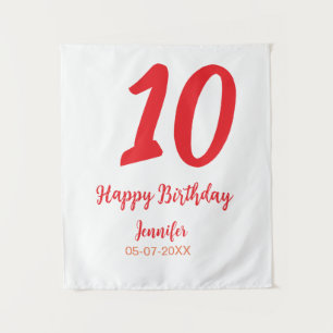 10. Geburtstag Name Datum Jahr rote Vorlage Wandteppich