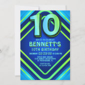 10. Geburtstag Neon Einladung (Vorderseite)