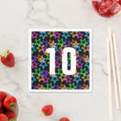 10. Geburtstag Neonsterne auf schwarz Serviette (Beispiel)