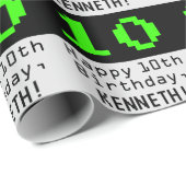 10. Geburtstag - Nerdy / Geeky Style "10" und Name Geschenkpapier (Rolleneckpunkt)