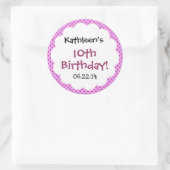 10. Geburtstag Niedlicher Polka Dot Individuelle N Runder Aufkleber (Tasche)