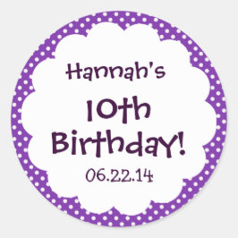 10. Geburtstag Niedlicher Polka Dot Individuelle N Runder Aufkleber