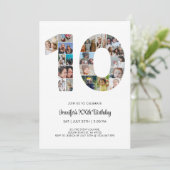 10. Geburtstag Nr. 10 Custom Foto Collage Einladung (Stehend Vorderseite)