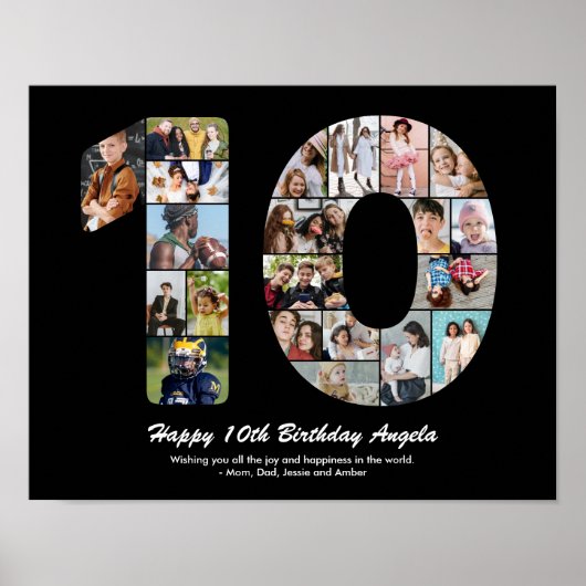 10. Geburtstag Nr. 10 Custom Foto Collage Poster (Vorne)