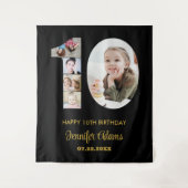 10. Geburtstag Nummer 10 FotoCollage Modernes Schw Wandteppich (Vorderseite)