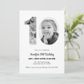 10. Geburtstag Nummer 10 FotoCollage Schwarz-weiß Einladung (Stehend Vorderseite)