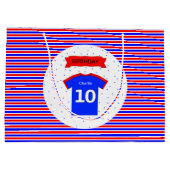 10. Geburtstag personalisiert rot blau Große Geschenktüte (Rückseite)