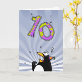 10. Geburtstag - Pinguin-Überraschung Karte (Gelbe Blume)