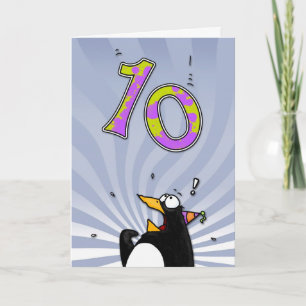 10. Geburtstag - Pinguin-Überraschung Karte