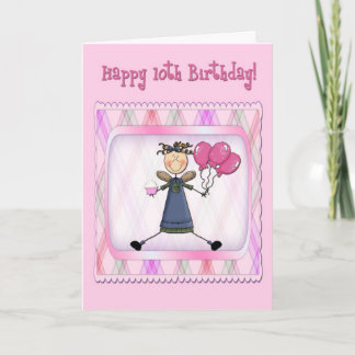 10. Geburtstag Pink Angel Karte