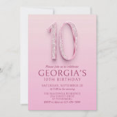 10. Geburtstag Pink Diamonds Einladung (Vorderseite)