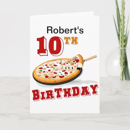 10. Geburtstag Pizza Party Karte (Vorderseite)