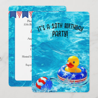 10. Geburtstag Pool Party mit gelber Ente Einladung