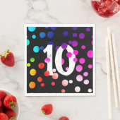 10. Geburtstag Rainbow Dots auf Black Serviette (Beispiel)