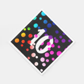 10. Geburtstag Rainbow Dots auf Black Serviette (Ecke)