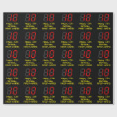 10. Geburtstag: Red Digital Clock Style "10" + Nam Geschenkpapier (Flach)