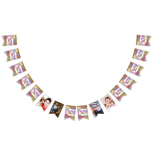10. Geburtstag Regenbogen Glitzer DIY Foto Kinder Wimpelkette (Alle)