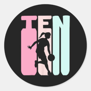 10. Geburtstag Retro Basketball Spieler 10 Jahre a Runder Aufkleber