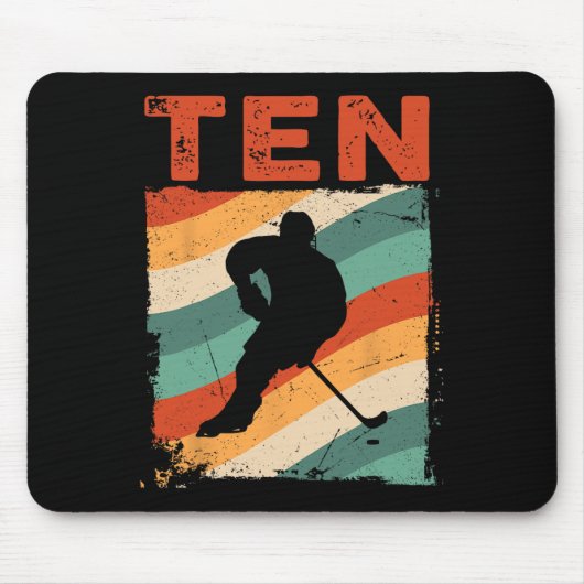 10. Geburtstag Retro Eishockey 10 Jahre alter Jung Mousepad (Vorne)