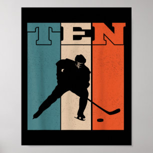 10. Geburtstag Retro Eishockey 10 Jahre alter Jung Poster