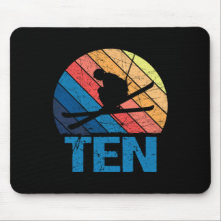 10. Geburtstag Retro-Ski Skifahren 10 Jahre alte J Mousepad