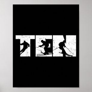 10. Geburtstag Retro Skifahren 10 Jahre alte Boys  Poster