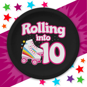 10. Geburtstag Roller Skaten 10 Jahre alter Skate Pappteller
