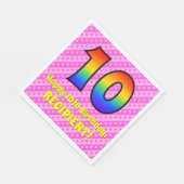 10. Geburtstag: Rosa Streifen & Herz, Regenbogen # Serviette (Ecke)