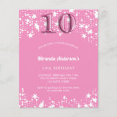 10. Geburtstag Rosa weiße Sterne Budget Einladung Flyer (Vorne)